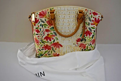 BRAHMIN LARGE DUXBURY BEAUTIFUL FLOWERS SATCHEL MULTI HERRING NEW WITH TAGS - Image 1 of 4