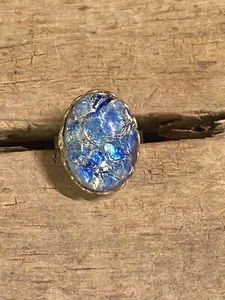 VINTAGE GOLD TONE ART GLASS RING ADJUTABLE - Picture 1 of 7