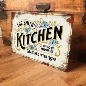 Personalised Kitchen Sign Vintage Door Wall Plaque Retro Shabby Chic - 200x305mm - Picture 1 of 7