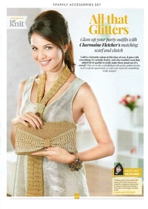 ~ Pull-Out Knitting Patterns For Lady's Lovely Sparkly Scarf & Clutch Bag ~ - Picture 1 of 2