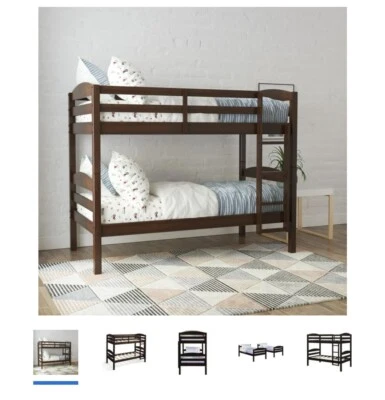 Деревянная двухъярусная кровать Better Homes & Gardens Leighton, мокко - Изображение 1 из 4