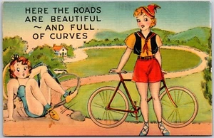 Aquí los caminos son hermosos ~ y llenos de curvas - Tarjeta postal divertida - Imagen 1 de 2