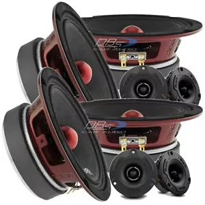 4x DS18 PRO-X6.4BM 6.5″ Midrange Speakers 4x PRO-TWX1BK Bullet Super Tweeters - Picture 1 of 9