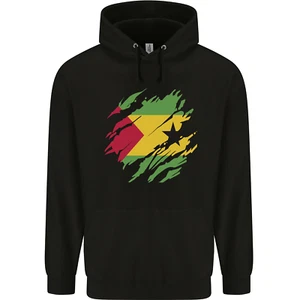 Torn Sao Tome and Principe Flag Day Football Childrens Kids Hoodie - Picture 1 of 12