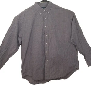 Ralph Lauren Blake Mens Button Down Shirt Extra Large Purple Long Sleeve Plaid - Picture 1 of 8