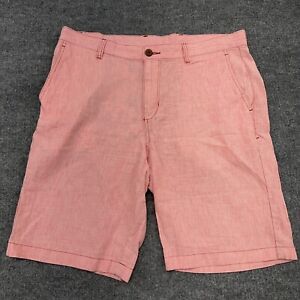 Tommy Bahama Shorts Mens 35 Pink Red Linen Cotton Striped Chino Seersucker 10"