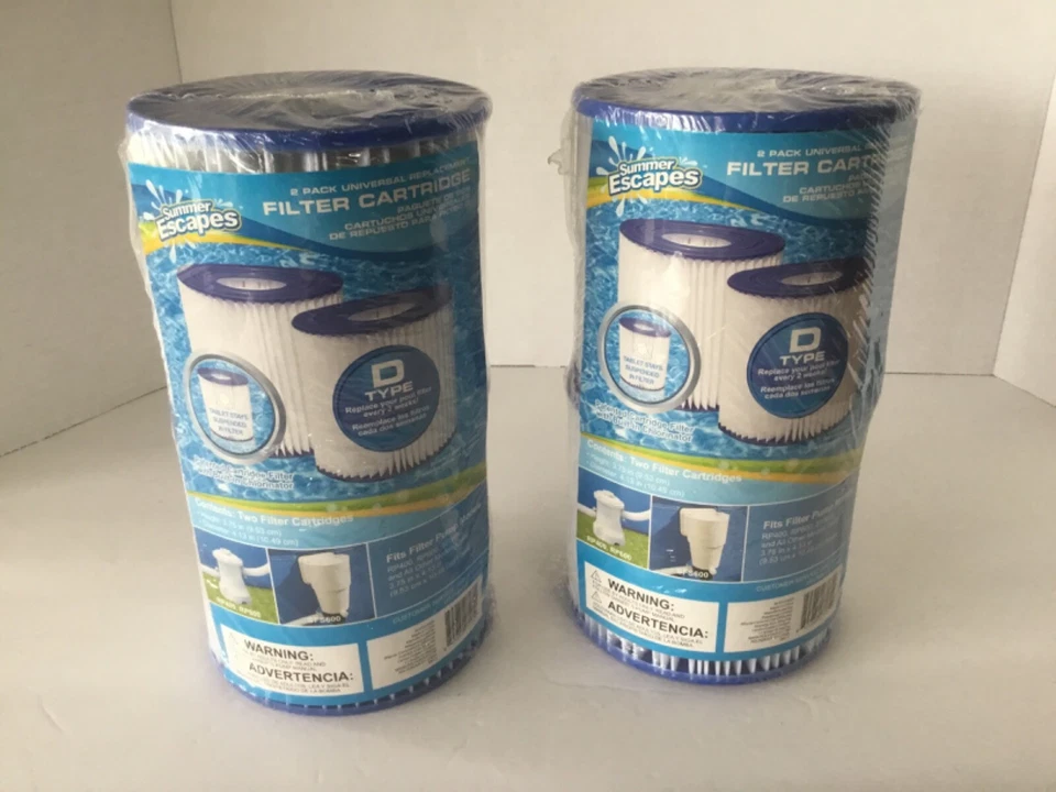 NIP Summer Escapes 2-2 pack above ground pool filter cartridges Type D set of 4 - Image 1 of 1