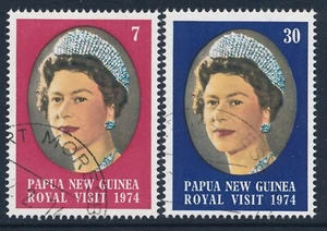 1974 PAPUA NEW GUINEA ROYAL VISIT SET OF 2 FINE USED - Picture 1 of 1