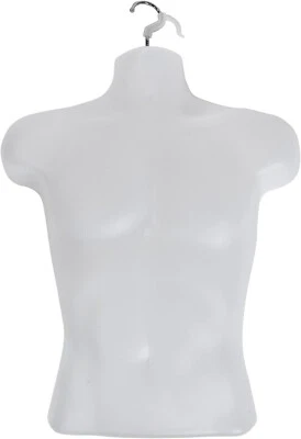 Molded Man's Shirt Torso Frosted Fits S - L Hanging Male Mannequin White Frosted - Image 1 of 4