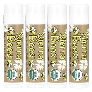 Organic Lip Balms, Cocoa Butter, 4 Pack, 0.15 oz (4.25 g) Each - Picture 1 of 3