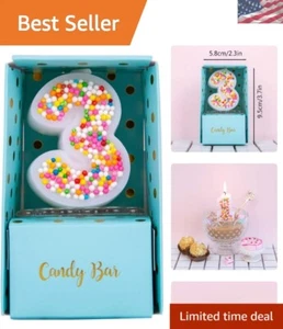 Colorful Number 3 Candle Topper - Hand-Painted Birthday & Wedding Cake Accessory - Picture 1 of 10