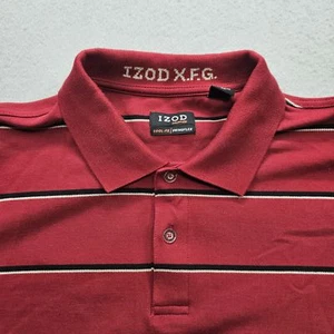 Camisa Polo Izod XFG Para Hombre XL Roja con Rayas Blancas y Negras L/S - Imagen 1 de 11