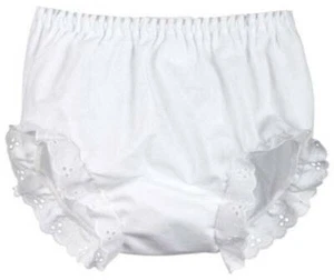 IC Collections Cubierta de pañales blancos con adorno de ojales Bloomers bebés niñas de hasta 24 meses - Imagen 1 de 1