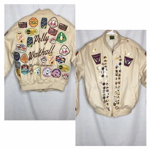 Vintage Avanti Patches and Pins Bowling Beige Jacket Women’s Size Small - Picture 1 of 12