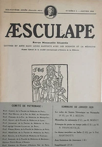 Aesculape n°1- 1928 : L'Art et la Médecine (Voir Sommaire Photo) - Foto 1 di 3