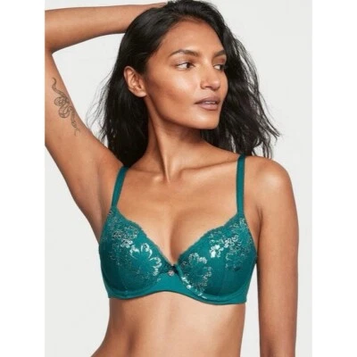 Sujetador Demi Forrado Victoria’s Secret 36B Encaje Verde Nuevo con Etiquetas Foto 1 de 4