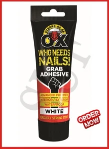 Hard as Nails Exterior Interior No More Nails Waterproof Grab Adhesive White Ox - Picture 1 of 2