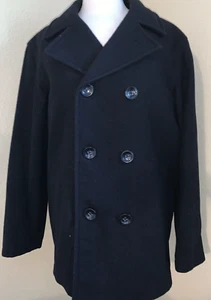 Men's Roundtree & Yorke Luxurious Wool Pea Coat Jacket Size M Quilted Lining - Picture 1 of 9
