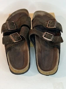 Birkenstock Sandal Womens 37 Narrow Brown Arizona Double Buckle Casual Suede - Picture 1 of 13