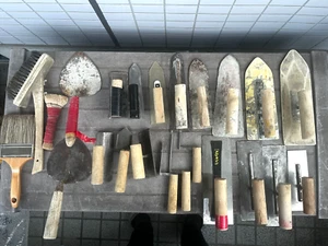 Plaster Trowel Brush Working Tools Japanese Vintage Set of 23 Bulk Japan - Picture 1 of 22
