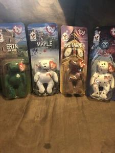 Rare ERRORS misprint Maple the Bear Ty Teenie Original Beanie Britannia Set 4 - Bild 1 von 11