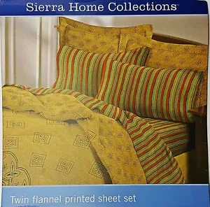 Twin Flannel Autumn Multi Striped Sheet Set 3pc Soft 100% Cotton New - Picture 1 of 5