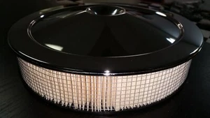 1966 - 1972 Chevy SPEC HIGH PERF Air Filter & Chrome Lid ~ CORRECT CHICKEN WIRE - Picture 1 of 1