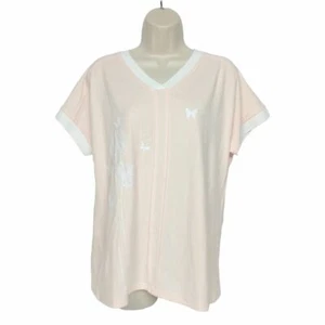 Sheilay Blouse Top Size Large Orange Butterfly Dandelion V Neck Short Sleeve - Picture 1 of 4