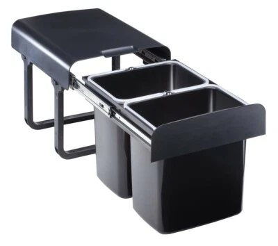 Einbau Abfallsammler Küche 32L schwarz 40er Schrank Mülleimer Vollauszug 2x16 L - Bild 1 von 4