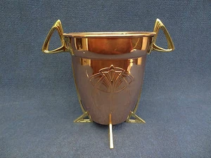 ART NOUVEAU JUGENDSTIL COPPER RED & YELLOW WINE COOLER ALBIN MULLER ANTIQUE - Picture 1 of 12