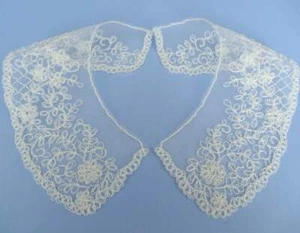 Small cornelli embroidered lace collars ivory on tulle net - Picture 1 of 3