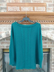 Chaps by Ralph Lauren Women's Sz. 3X Green Cable Sweater NWT - Picture 1 of 6