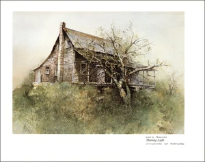 1987 Vintage Druck North Carolina rustikales Landhaus Bauernhof Baum Aquarell Bild - Bild 1 von 3