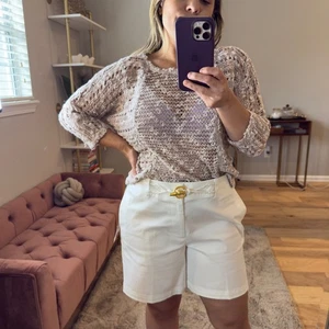 Suéter Cynthia Rowley Tejido Abierto Tostado/Blanco Boho Chic Mezcla de Algodón Para Mujer M - Imagen 1 de 6