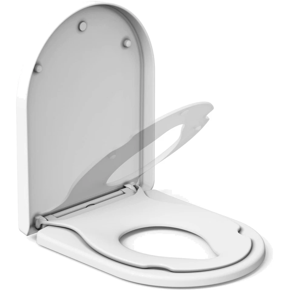 Toilettendeckel mit integriertem Kindersitz und Schnellverschluss – D-Form Weiß - Bild 1 von 2