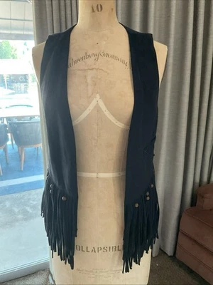 Chaleco Bebe Medio Estilo Occidental Mediano Imitación Gamuza Negro Foto 1 de 4