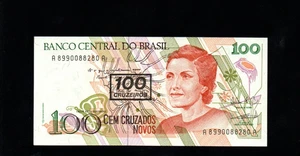 100 CRUZEIROS UNC  BANKNOTE FROM  BRAZIL  1990  PICK-224 - Picture 1 of 2