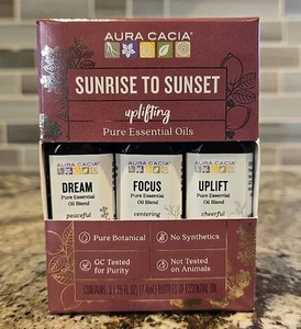 Aura Cacia Sunrise To Sunset Uplifting Essential Oil Pack Of 3 Citrus Etc Blends - Picture 1 of 1