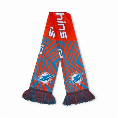 Miami Dolphins FOCO Scarf Team Logo Fringe Orange Aqua NFL Football Fan Gear 54” - Image 1 of 4