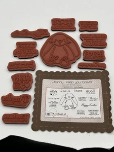 Unmounted Repositionable Red Rubber Unity Stamp "...bunny keep you forever" 2017 - Picture 1 of 2