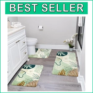 Luxurious Abstract Floral Bath Mat Set - Non-Slip, Machine Washable, 3-Piece - Picture 1 of 10