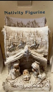 Cracker Barrel Nativity On Scroll Figurine 7.5" Christmas Resin Holiday - Picture 1 of 5