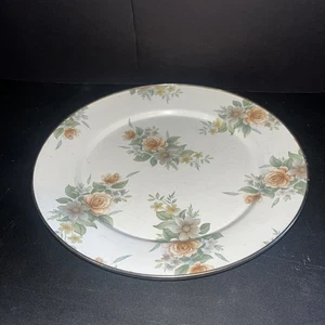 "Plato grande para servir MacKenzie-Childs 1995 esmalte rosa floral 12""" - Imagen 1 de 2