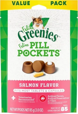 FELINE  PILL POCKETS for Cats Natural Soft Cat Treats, Salmon Flavor, 3 Oz. Pack - image 1 of 4