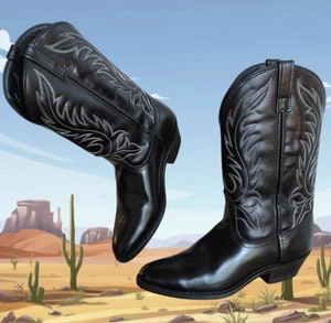 Laredo Western Cowboystiefel Damen 8,5 M schwarz Ledernaht Pull-On 5740 Vamp - Bild 1 von 18
