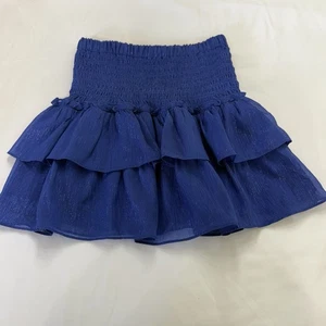 DO + BE Shimmer Blue Smocked Tiered Ruffle Mini Skirt - Size Small - Picture 1 of 4