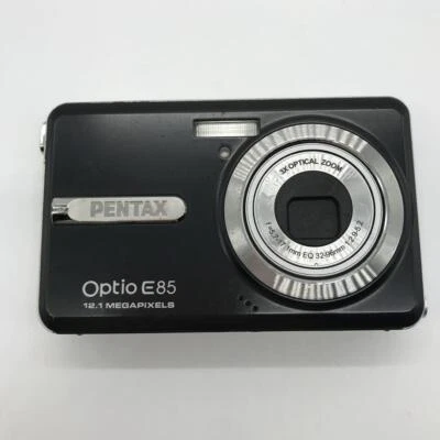Pentax Optio E85 12.1 MP 3x Optical Zoom Point and Shoot Digital Camera Black - Image 1 of 2
