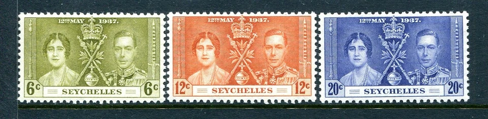 Seychelles 122-124, MNH, Coronación 1937 Reina Isabel y Rey Jorge VI Foto 1 de 1