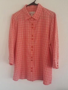 C.J. Banks Women's Button Up Orange Shirt 3/4 Sleeve Size X - Rayon Blend - Picture 1 of 8