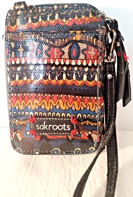 Cartera Bandolera Sakroots Smartphone Marrón Diseño Cruzado Geométrico Sin Correa Multi Foto 1 de 4